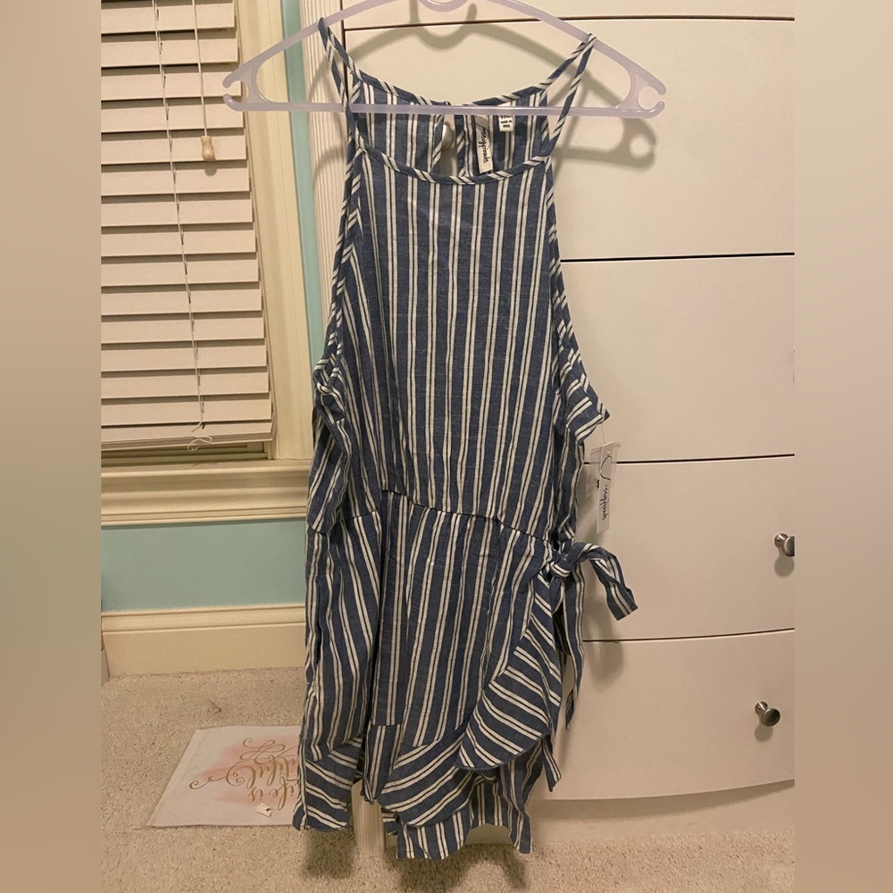 Blue and White Striped XXL Romper